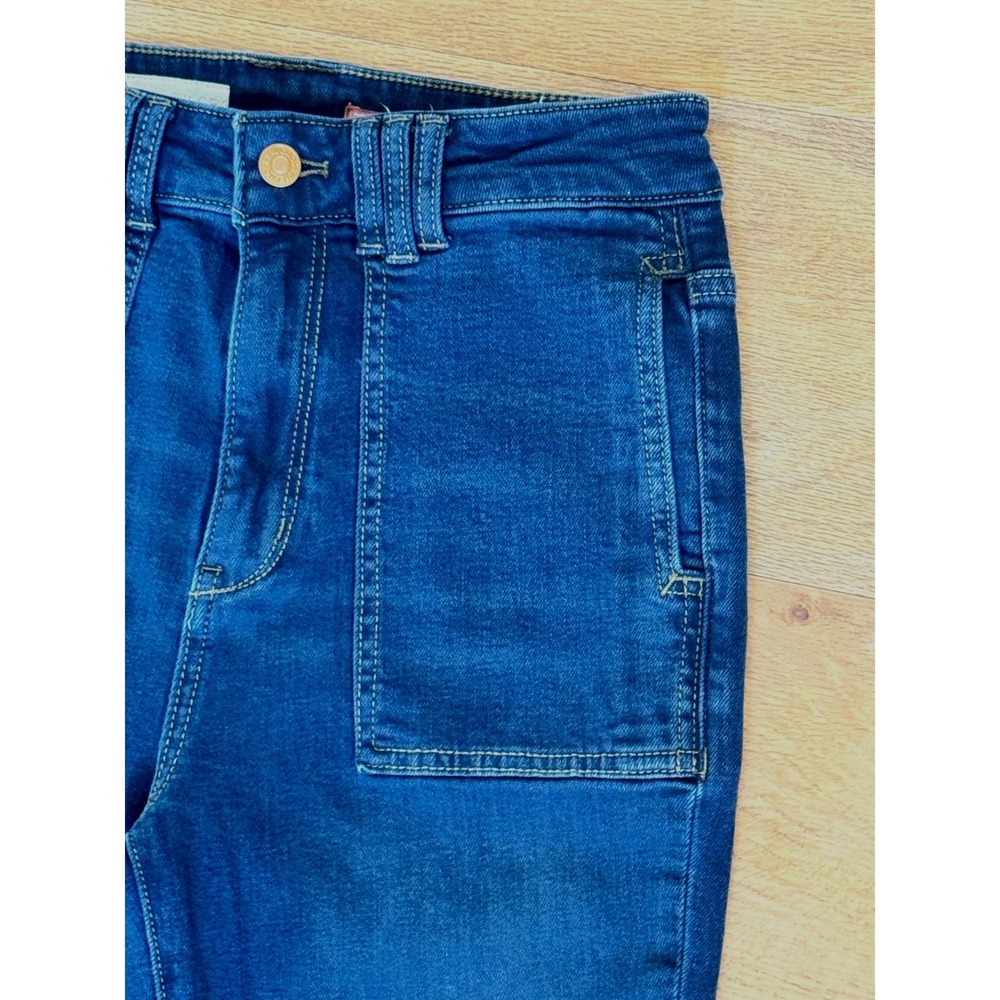 Pilcro  Anthropologie Flare Jeans Blue Icon Flare  Patch Pocket Size 27 - Picture 5 of 14